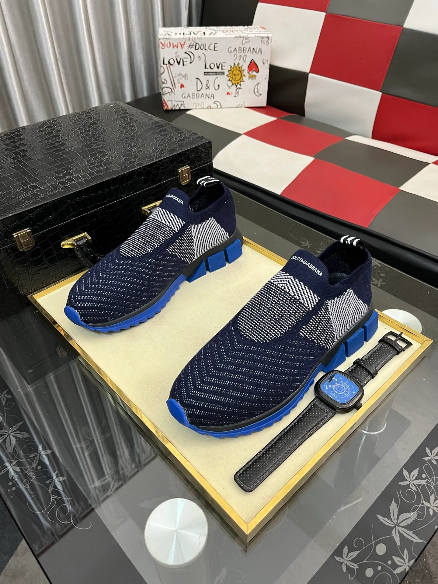 Men's men's shoes💰340⌚️⌚️【DG～】men's casual shoes 2022z cabinet simultaneous sale 🔶🔷🔜The upper is made of cowhide spliced fabric ➕Mesh lining, which is comfortable and breathable. The sole is: the original comfortable and wear-resistant outsole, ⚠️The real thing📱Photographed🎬The real thing is better📢📢📢Size: 35-46
